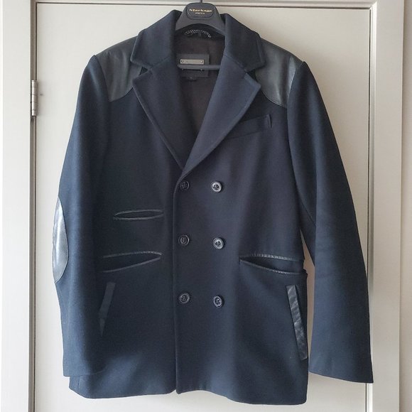 Mens Mackage Wool and Leather Coat - Picture 2 of 4